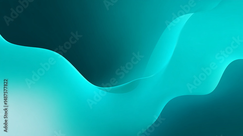 Abstract turquoise fluid lines with smooth gradient background for creative design concepts