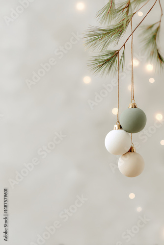serene and elegant minimalist christmas decoration on soft light background