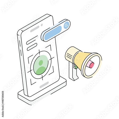 An amazing isometric icon of target marketing approach