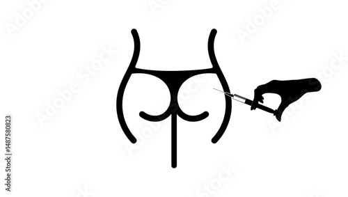injection in the ass, black isolated silhouette