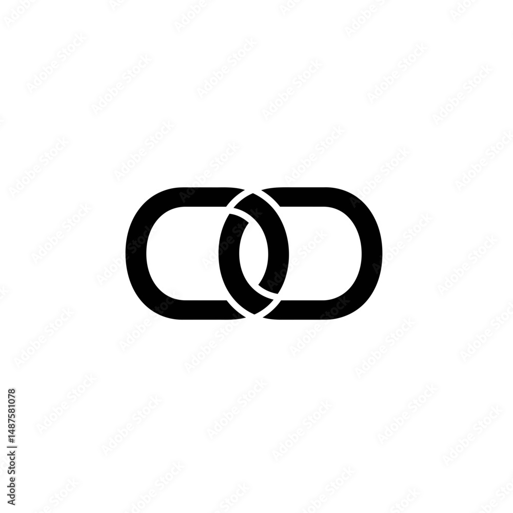 Interlocking Symbol of Connection: A minimalistic design featuring two overlapping links, a potent visual metaphor for collaboration, unity, and the strengthening of bonds. Interlocking Symbol of Connection: A minimalistic design featuring two overlapping links, a potent visual metaphor for collaboration, unity, and the strengthening of bonds.