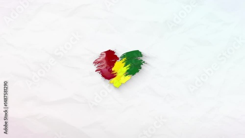 Guinea grunge flag. Heart for your design. Beautiful heart consisting of paint strokes. Perfect for screensavers or intros