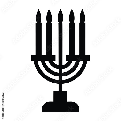modern silhouette of a Hanukkah candle white background.