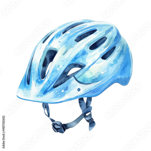 A blue bicycle helmet art on transparent background