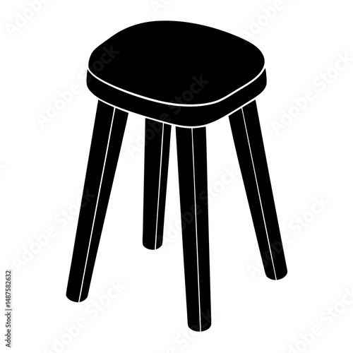 White plastic stool on white background