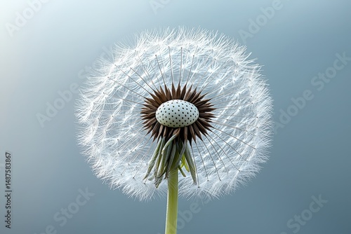 Wallpaper Mural Closeup of a dandelion against a soft blue background highlighting its delicate seed structure Torontodigital.ca