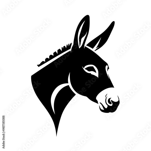 Wallpaper Mural Monochromatic Donkey Silhouette: A striking, simple silhouette of a donkey, rendered in black and white, perfect for conveying a sense of rustic charm, resilience, and down-to-earth qualities. Torontodigital.ca