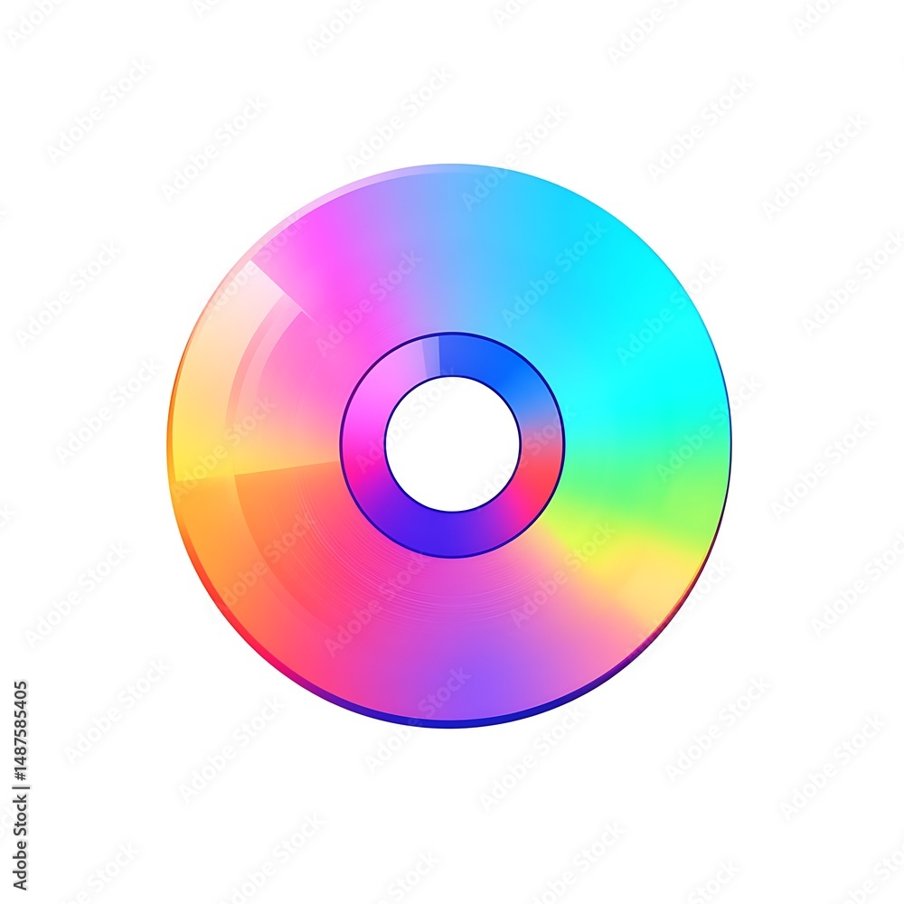 Iridescent circle displays a vibrant spectrum of rainbow colors against a plain white background Iridescent circle displays a vibrant spectrum of rainbow colors against a plain white background