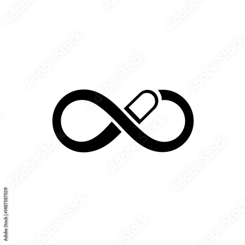 Endless Remedy: An abstract representation of an infinity symbol intertwined with a pharmaceutical capsule, signifying a perpetual cycle of health and well-being.
