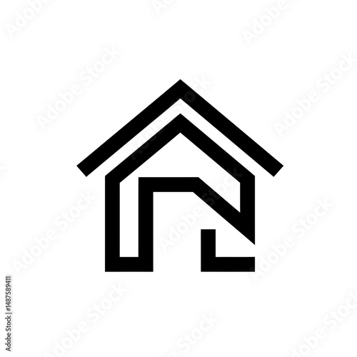 Home Abstract: A minimalist depiction of a house. Simplistic design symbolizes home and shelter.