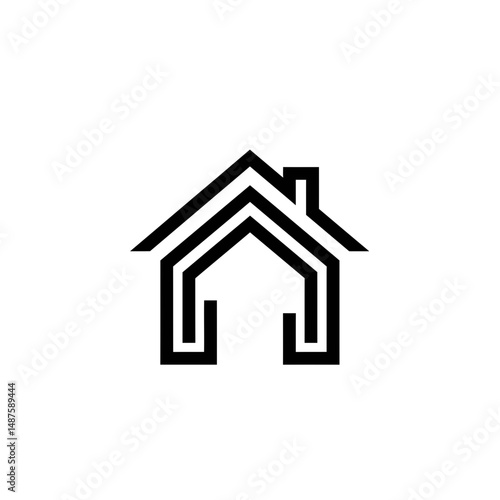 Home Symbol: A minimalist black line drawing of a house embodies the essence of shelter, security, and the dream of homeownership. 