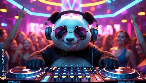 Panda DJ in Colorful Club – 4K Art