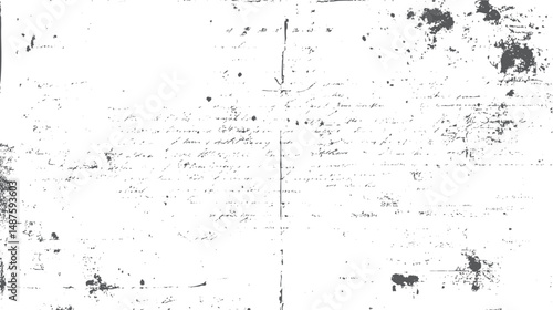 Black and white vintage paper texture. Grunge newspaper fragments with aged surface. Useful for historical themes and distressed document style designs.