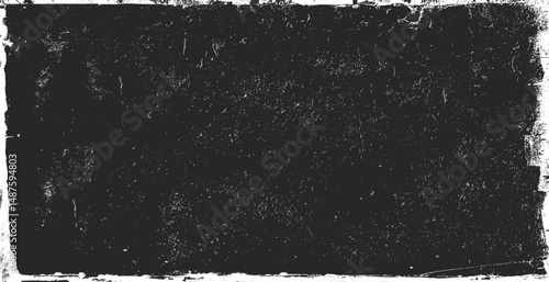 Grunge texture pattern frame. Black design border. Old paper vector illustration.