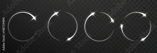 Circle light star frames isolated. Circles light with tracing effect. Light glowing effect. Abstract motion lines