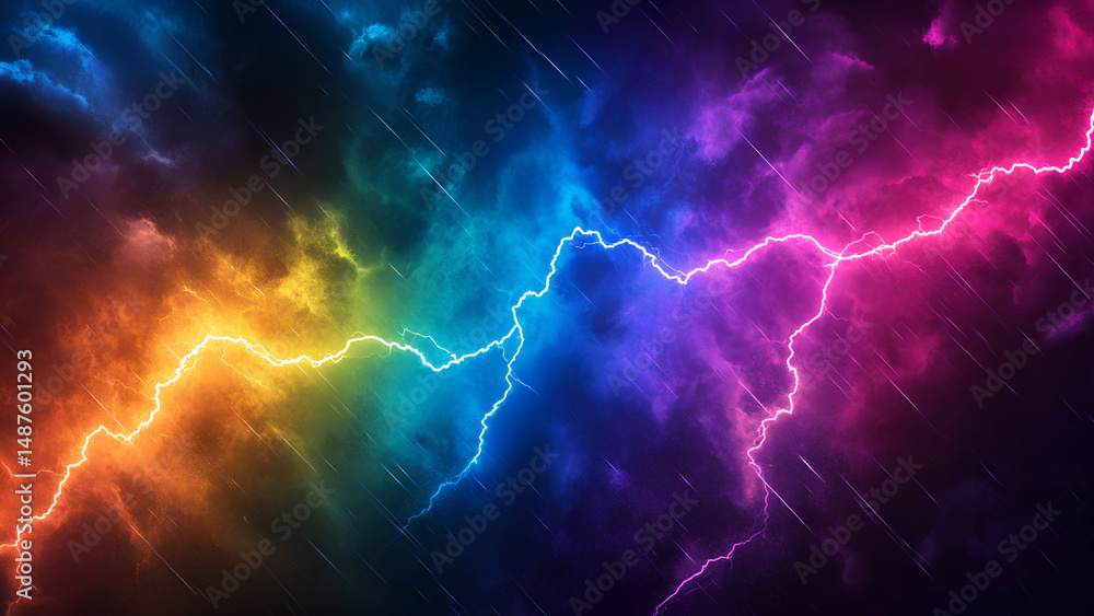 Vibrant Rainbow Lightning Bolt Energy Abstract Background Vibrant Rainbow Lightning Bolt Energy Abstract Background