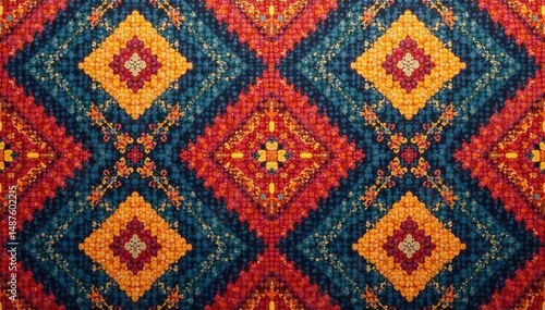 Geometric tapestry pattern, muted tones, repeating motif , elegant, contemporary, line