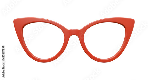 Sunglasses red cat eye icon 3d isolated render on white background
