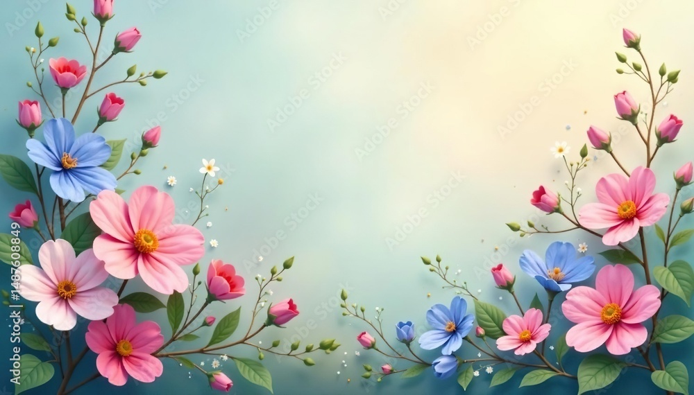 Delicate wildflowers & vines, soft pastel hues , subtle, craft, thread Delicate wildflowers & vines, soft pastel hues , subtle, craft, thread