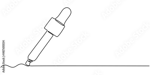 dropper continuous one line drawing, Continuous one line drawing of cosmetic serum bottle. One line drawing illustration of serum dropper bottle. International beauty day, Skincare concept line art.