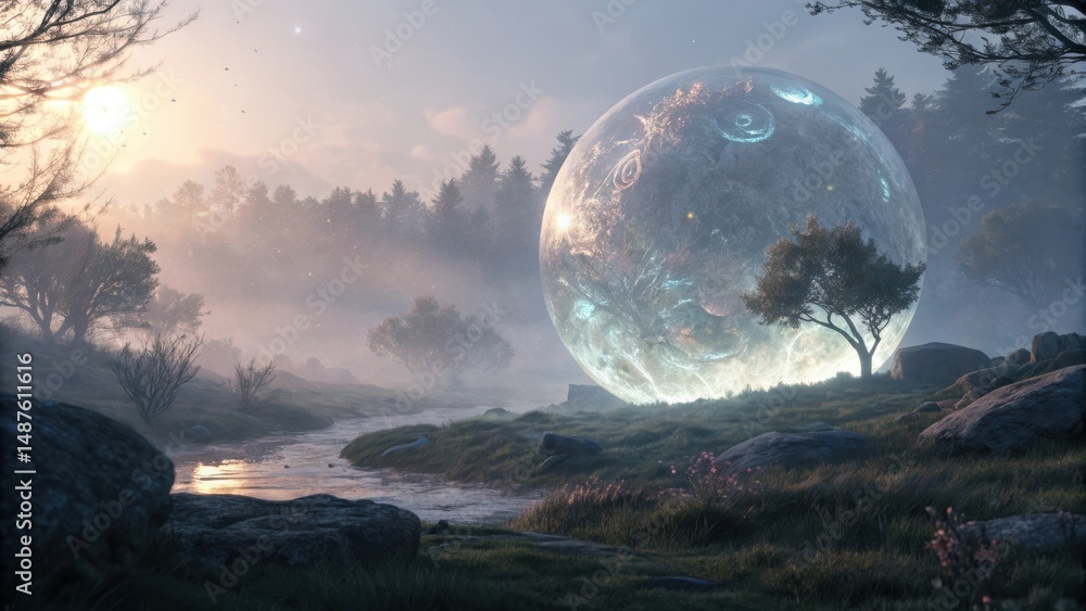 Enchanted Forest Hyperrealistic Digital Painting of a Glowing Orb in a Mystical Landscape Enchanted Forest Hyperrealistic Digital Painting of a Glowing Orb in a Mystical Landscape