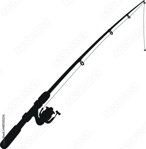 Fishing rod simple silhouette-flat design fishing rod icon vector illustration