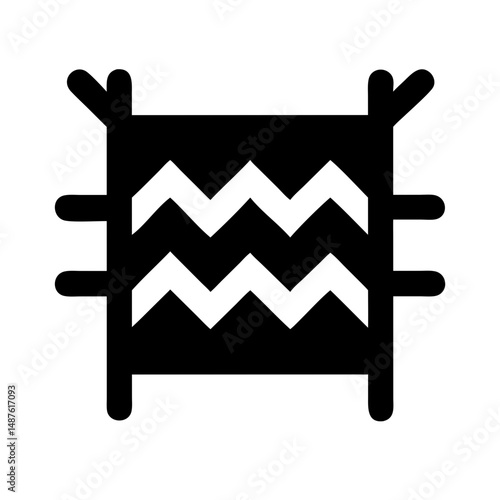 Woven textile icon, black and white, for website design