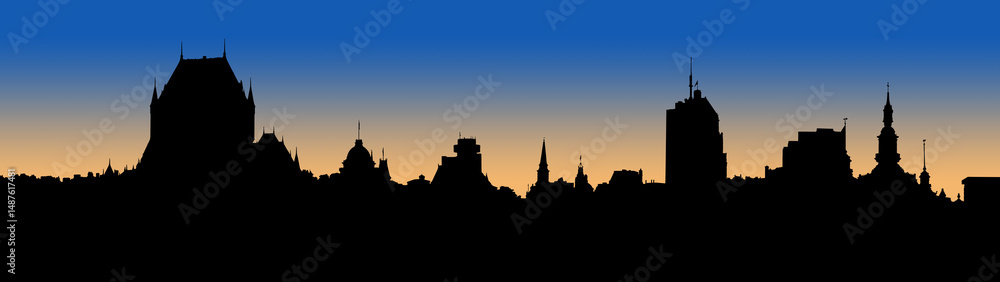 Fototapeta premium Sunset on Silhouette of Quebec Canada