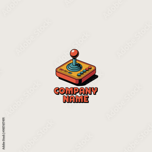 retro arcade joystick logo design 