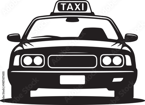 A classic taxi, its iconic silhouette defined by a bright taxi sign on the roof, captures the essence of urban transportation.  