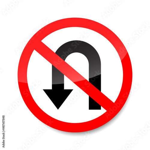 Free Download No U-turn sign vector. Red prohibition symbol indicating U-turns are not allowed. - GFXLoad