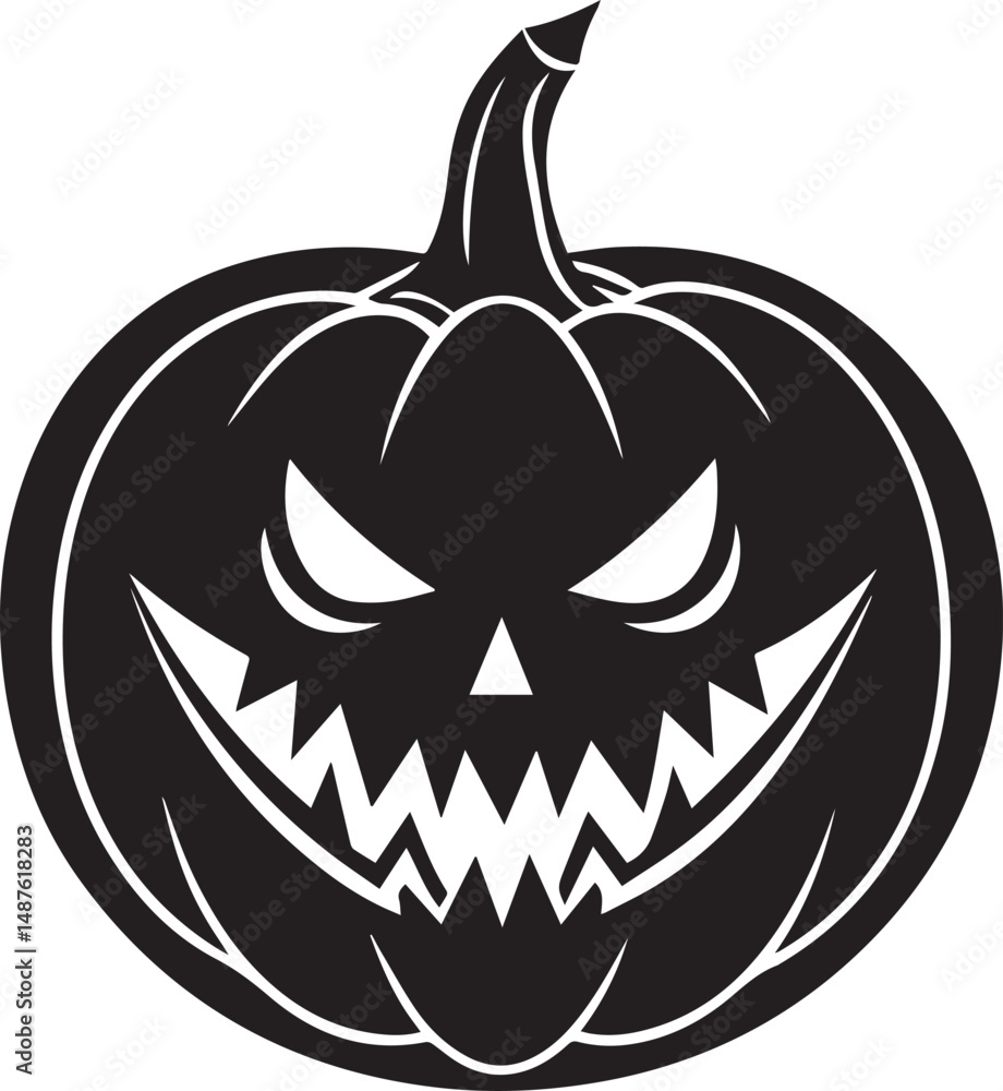 Fototapeta premium halloween pumpkin silhouette vector icon, halloween pumpkin clipart, pumpkin illustration