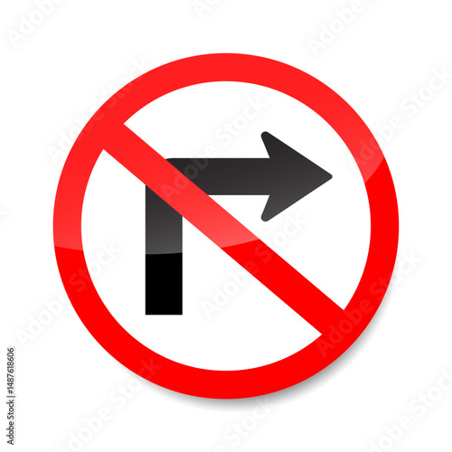Free Download No right turn sign vector. Red prohibition traffic sign indicating right turn is not allowed. - GFXLoad