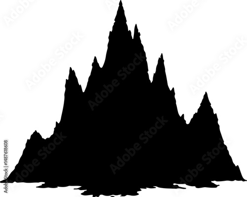 Jagged Mountain Range Silhouette