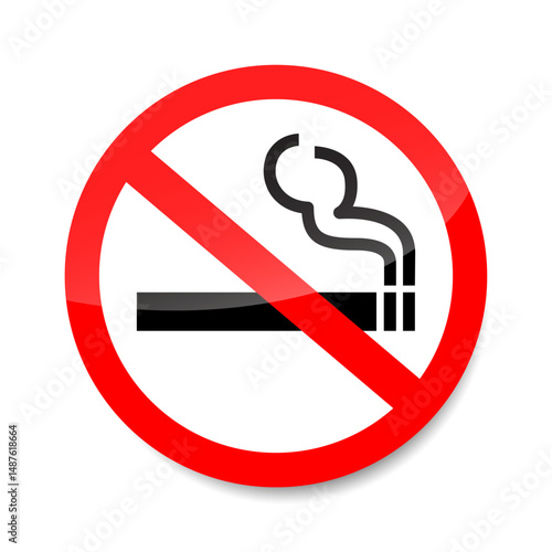 No smoking sign vector. Red prohibition symbol indicating smoking is not allowed.