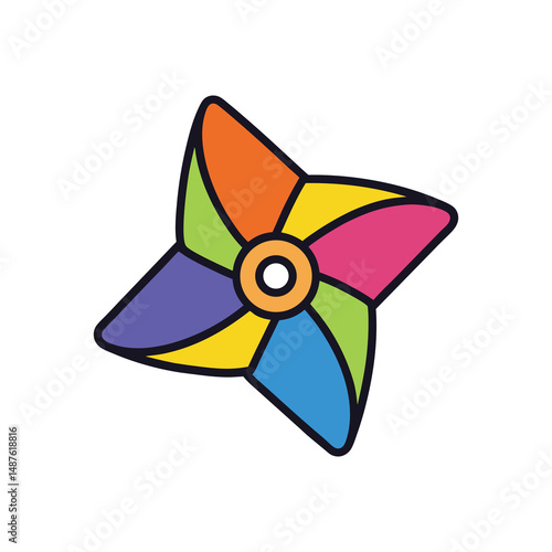 Flat and Minimal Colorful windmill logo vector illustration isolated on white background