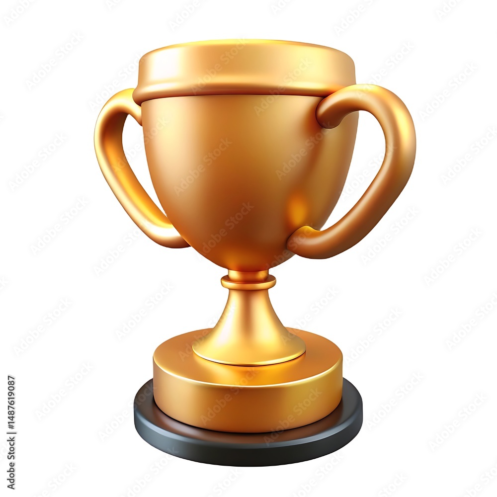 3d plastic rendering isolated on white background of golden trophy award with glossy reflective finish, hyper-realistic detail 3d plastic rendering isolated on white background of golden trophy award with glossy reflective finish, hyper-realistic detail