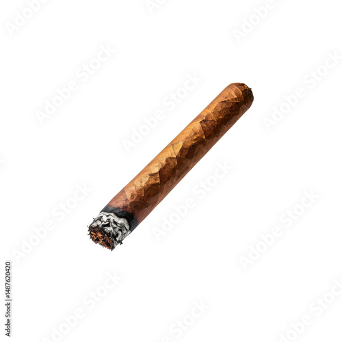 Wallpaper Mural Closeup of a partially smoked brown cigar isolated ash on transparent background Torontodigital.ca