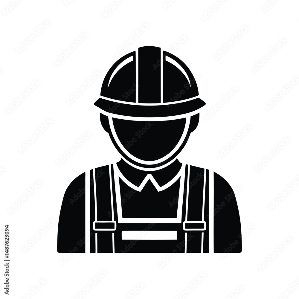 Flat and Minimal Construction worker icon vector illustration isolated on white background Flat and Minimal Construction worker icon vector illustration isolated on white background