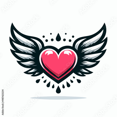 vector illustration of hearth with wings
