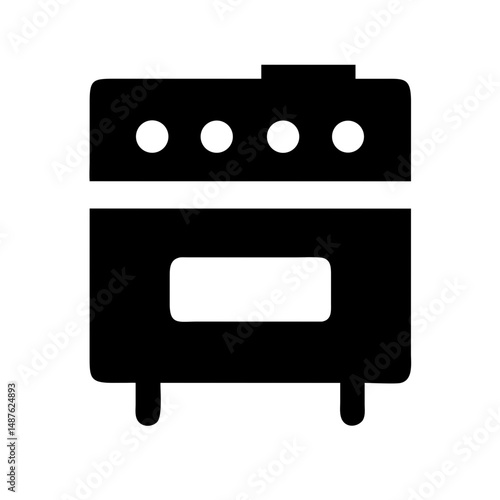 Kitchen stove icon, black silhouette, for app design
