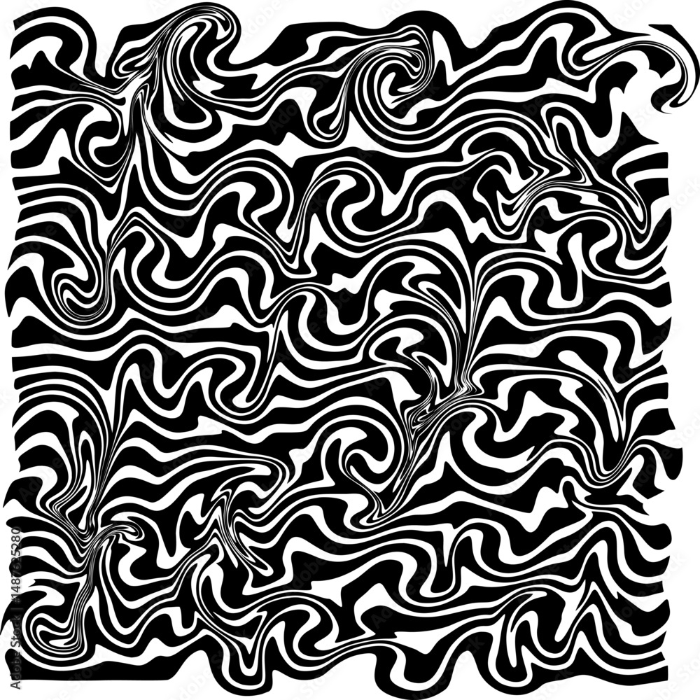 Obraz premium Black and white abstract seamless pattern with geometric and wavy lines for fabric or wallpaper design