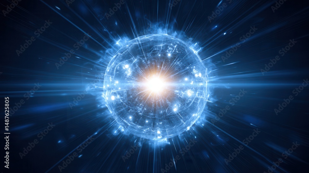 Obraz premium Glowing Abstract Sphere with Radiant Light and Dynamic Energy Burst