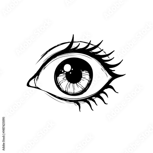 Stylized eye illustration depicting expressive gaze and minimalist design