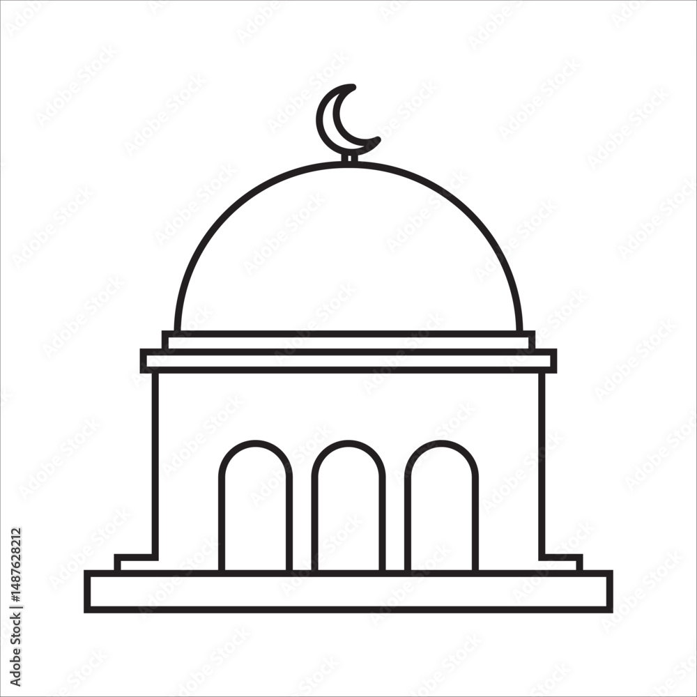 simple mosque buildings in silhouette for banner and on white background simple mosque buildings in silhouette for banner and on white background