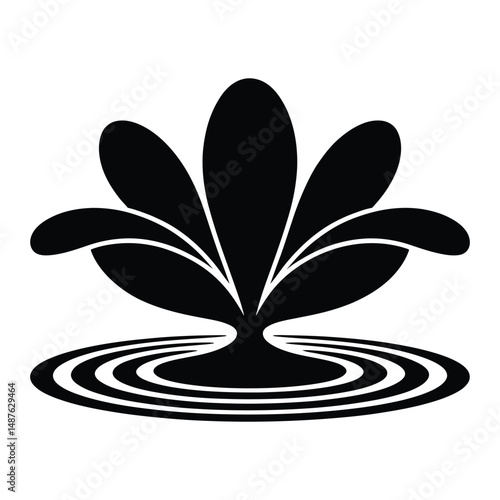 Raked Sand Flower Silhouette, Vector, Illustration, Icon, Logo, White Background.