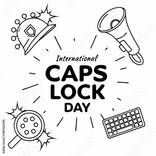 INTERNATIONAL CAPS LOCK DAY vector illustration