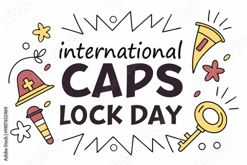 INTERNATIONAL CAPS LOCK DAY vector illustration
