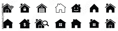 home icon set house real estate residental business concept sale symbol sign home page application