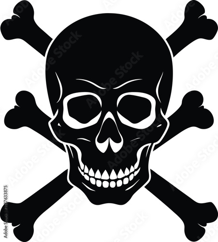 Black Skull and Crossbones Warning Symbol